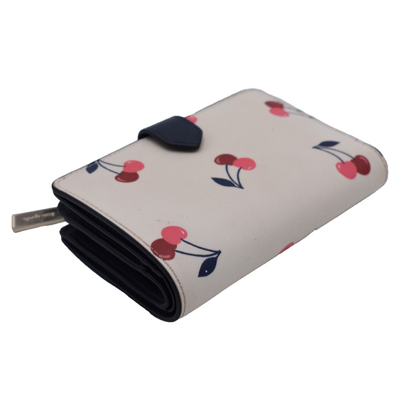KATE SPADE Dancing Bing Cherries Billfold Wallet - White w/ Dark Blue Lining - Picture 3 of 7